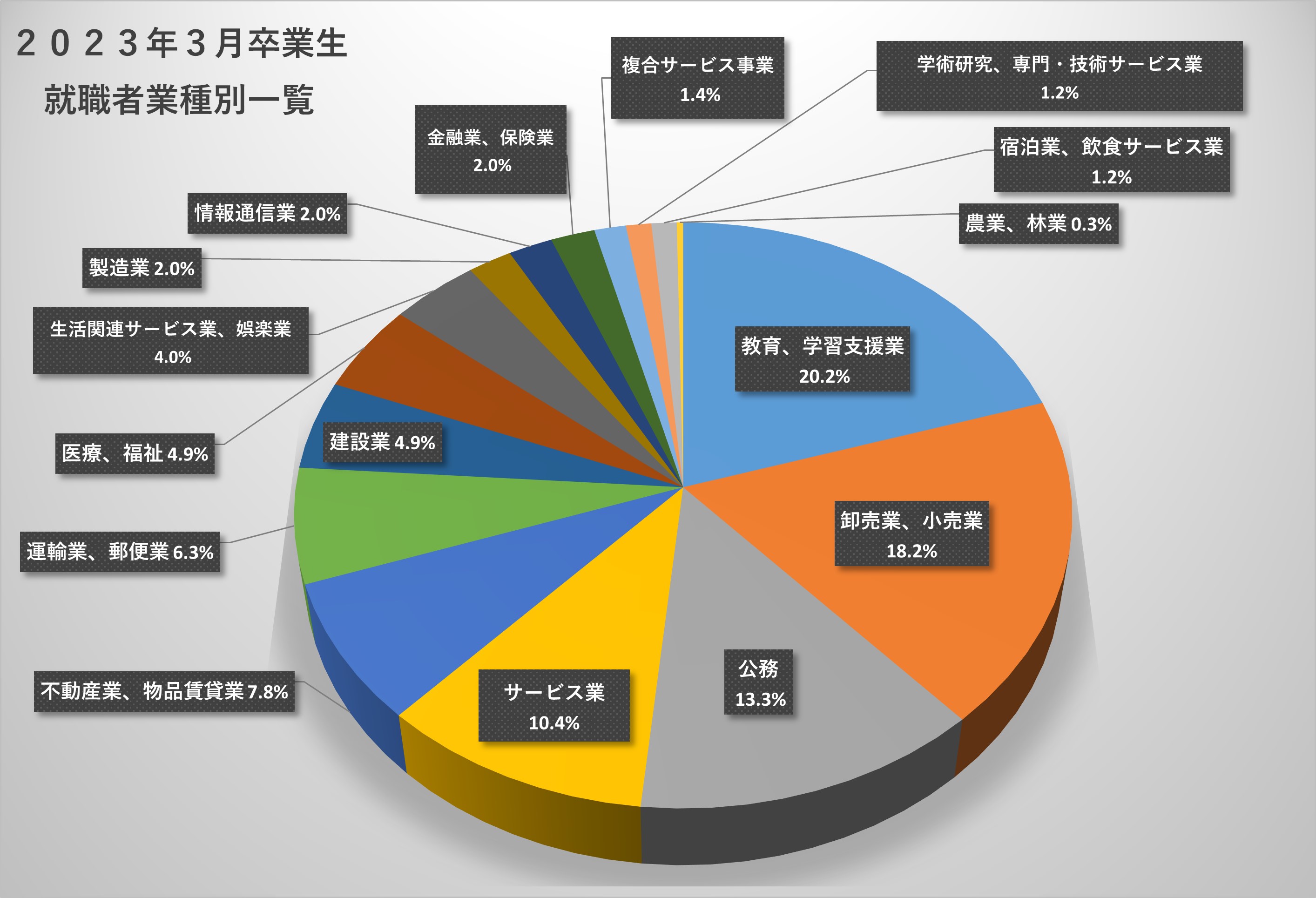 卒業生就職者 業種別一覧